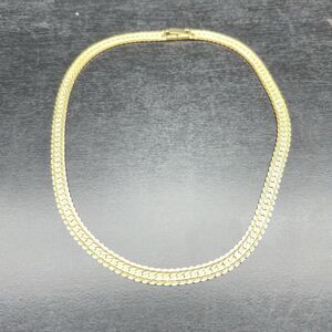 Vintage Napier Textured Gold/Silver Herringbone Necklace 16” Men/Women